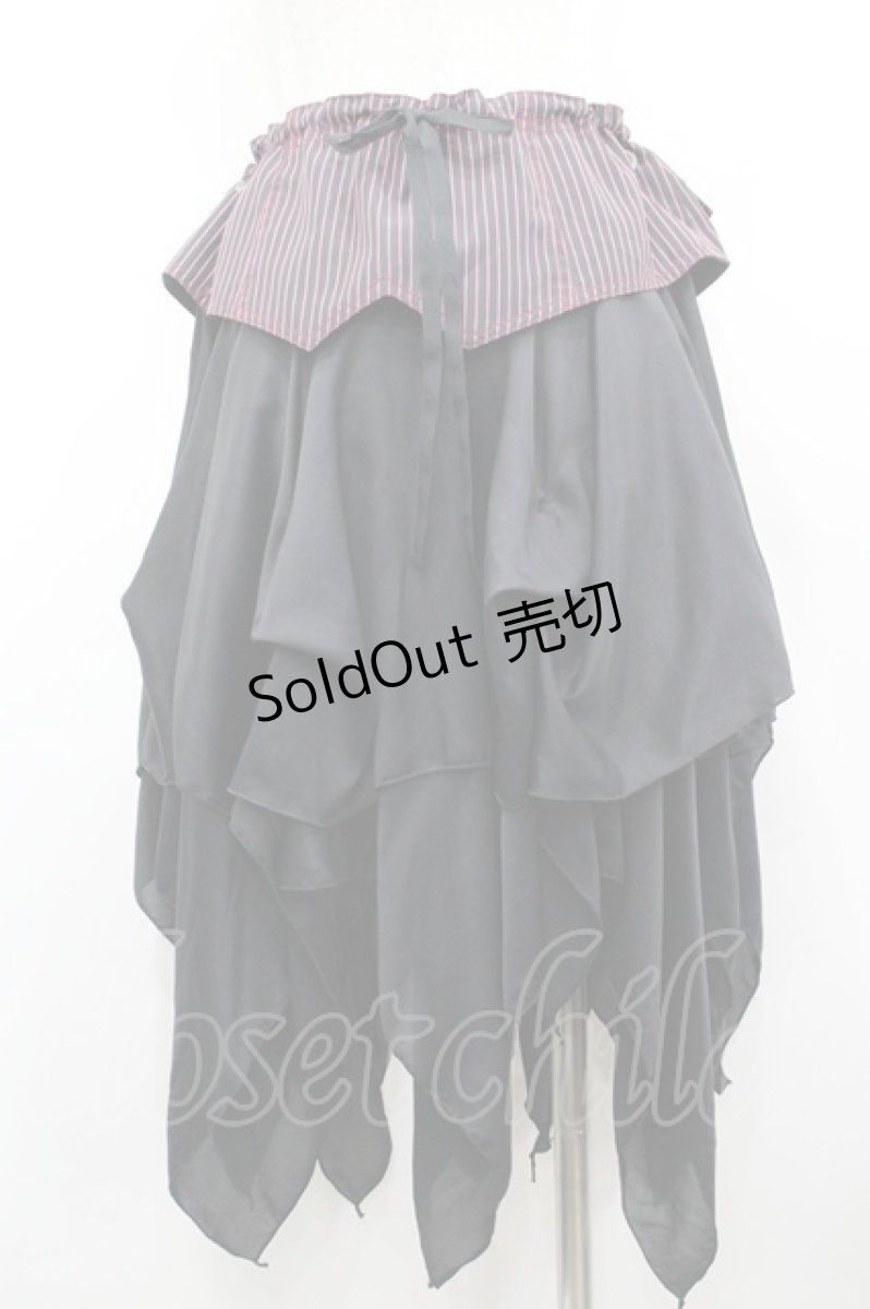 画像3: ALGONQUINS / ガーターレイヤードイレギュラースカート F 黒×ピンク I-26-03-14-080-AL-SK-TE-ZI (3)