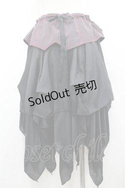 画像3: ALGONQUINS / ガーターレイヤードイレギュラースカート F 黒×ピンク I-26-03-14-080-AL-SK-TE-ZI