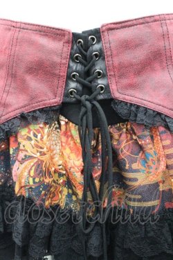 画像2: Qutie Frash / 和柄フリルスカート  黒×赤 I-26-03-14-086-QU-SK-TE-ZI