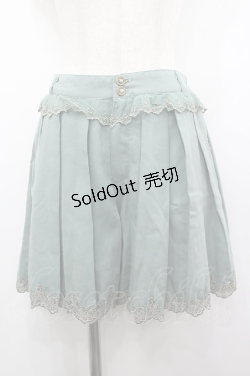 画像1: axes femme / 裾スカラップ刺繍プリーツキュロット M グリーン I-26-03-14-088-AX-PA-TE-ZI (1)