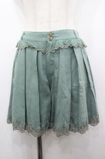 画像1: axes femme / 裾スカラップ刺繍プリーツキュロット M グリーン I-26-03-14-088-AX-PA-TE-ZI (1)