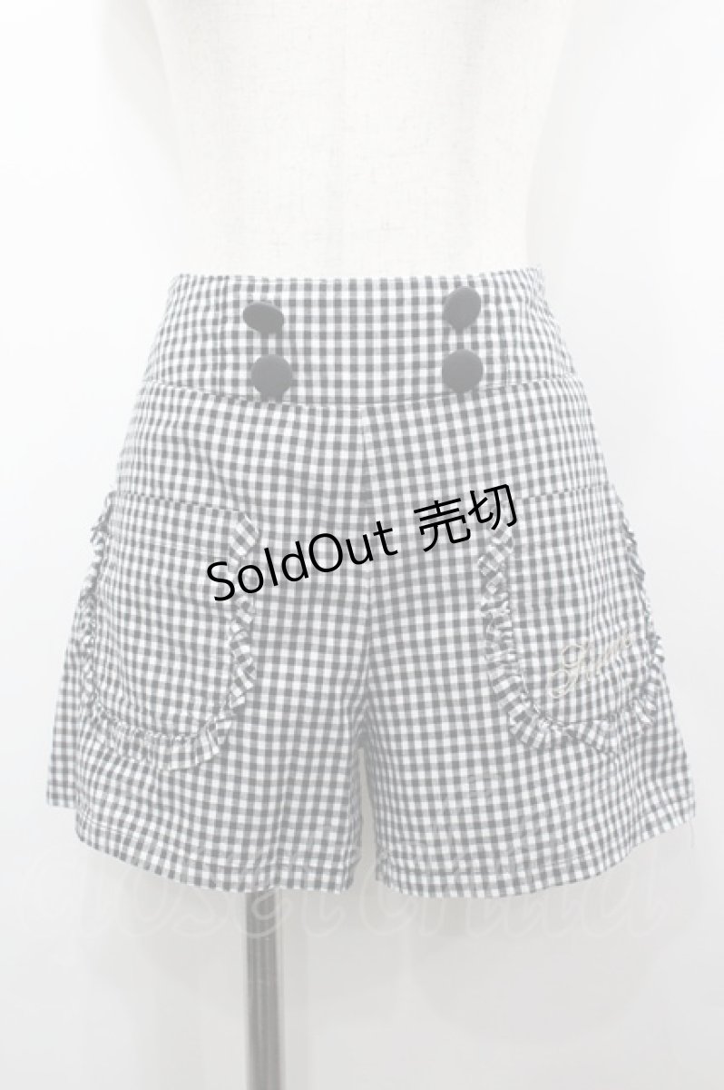 画像1: Fi.n.t / フリルポケットギンガムチェックショートパンツ F 黒×白 I-26-03-14-094-CA-SK-TE-ZI (1)