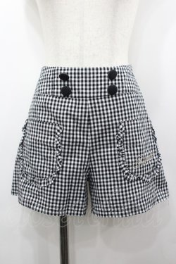 画像1: Fi.n.t / フリルポケットギンガムチェックショートパンツ F 黒×白 I-26-03-14-094-CA-SK-TE-ZI
