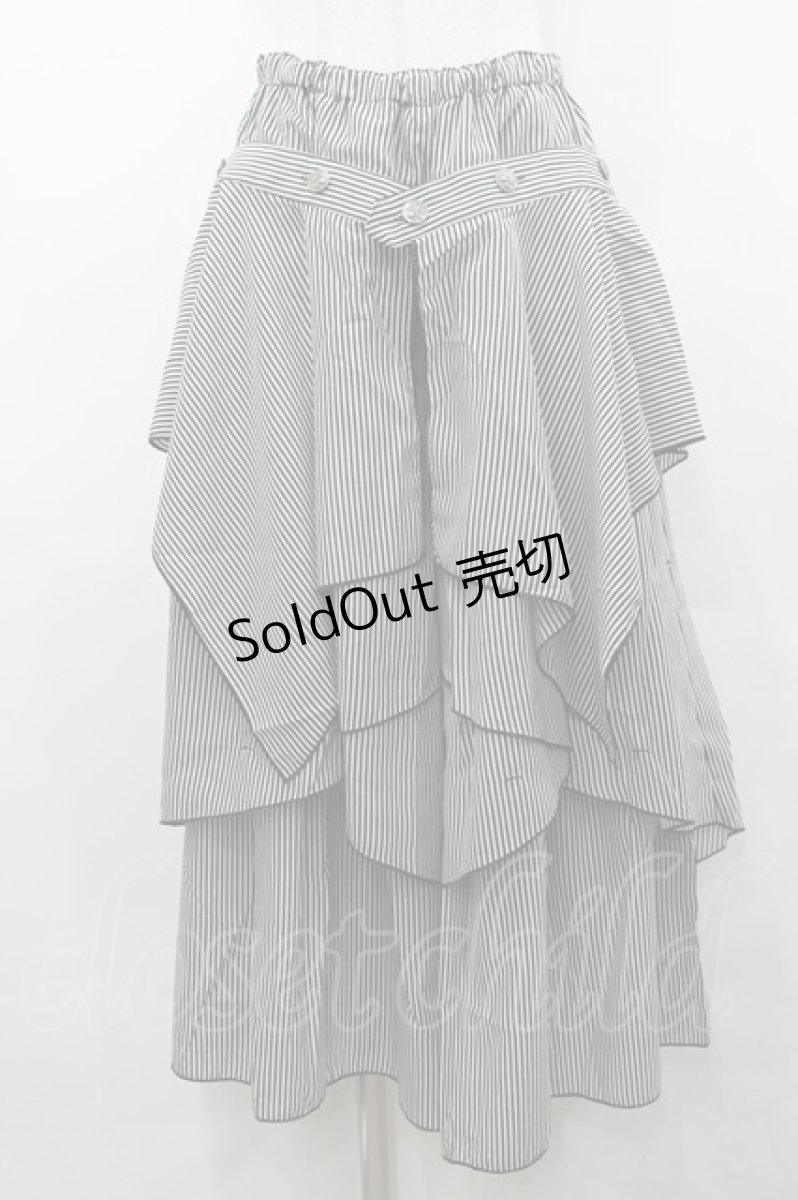 画像1: ALGONQUINS / ストライプフリルパンツ  黒Ｘ白 I-26-03-14-096-AL-PA-SA-ZI (1)