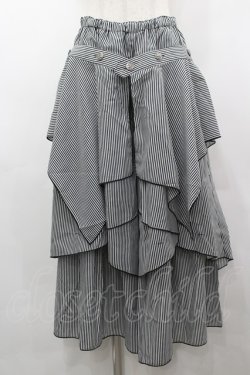 画像1: ALGONQUINS / ストライプフリルパンツ  黒Ｘ白 I-26-03-14-096-AL-PA-SA-ZI