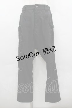 画像1: ALGONQUINS / サイド編上げサルエルパンツ F 黒 I-26-03-14-097-AL-PA-TE-ZI