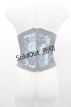 画像2: Qutie Frash / 3連ベルト和柄コルセット  青Ｘ黒 I-26-03-14-102-QU-TO-SA-ZI