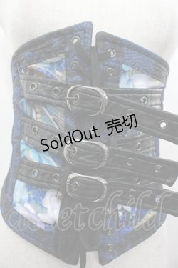 画像3: Qutie Frash / 3連ベルト和柄コルセット  青Ｘ黒 I-26-03-14-102-QU-TO-SA-ZI