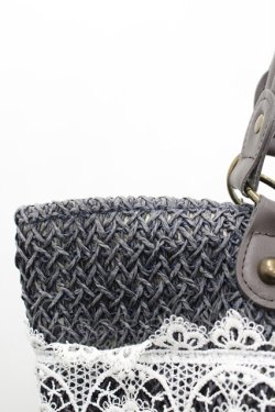 画像2: axes femme / 雑材×レーストートバッグ  紺 I-26-03-14-104-AX-BG-HR-ZI