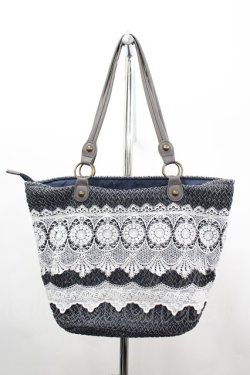 画像3: axes femme / 雑材×レーストートバッグ  紺 I-26-03-14-104-AX-BG-HR-ZI