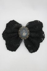 画像1: metamorphose / スワンカメオレースリボンバレッタ  黒 I-26-03-14-119-ME-AC-TE-ZI (1)