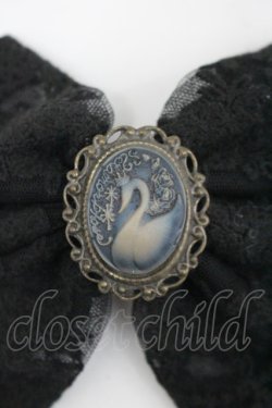 画像2: metamorphose / スワンカメオレースリボンバレッタ  黒 I-26-03-14-119-ME-AC-TE-ZI