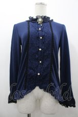 画像1: axes femme / ブローチ付ブラウス風プルオーバー M ネイビー I-26-03-14-013-AX-TO-TE-ZI (1)