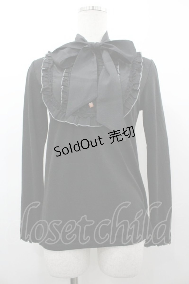 画像1: axes femme / ボータイ付きブラウス風プルオーバー M 黒 I-26-03-14-014-AX-TO-TE-ZI (1)