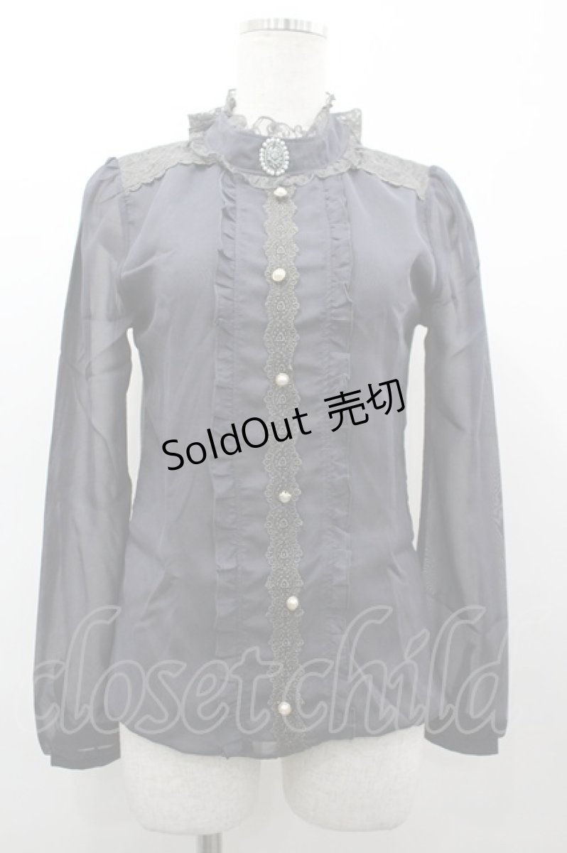 画像1: axes femme / 異素材使いブラウス風プルオーバー M グレー I-26-03-14-017-AX-TO-TE-ZI (1)