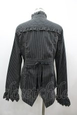 画像2: ALGONQUINS / ジャボ付きスタンドカラーストライプブラウス 1 黒×白 I-26-03-14-020-AL-BL-TE-ZI (2)