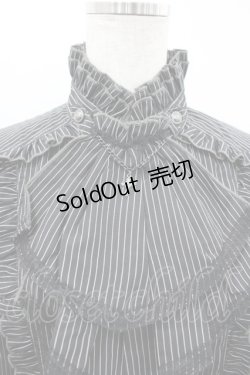 画像3: ALGONQUINS / ジャボ付きスタンドカラーストライプブラウス 1 黒×白 I-26-03-14-020-AL-BL-TE-ZI