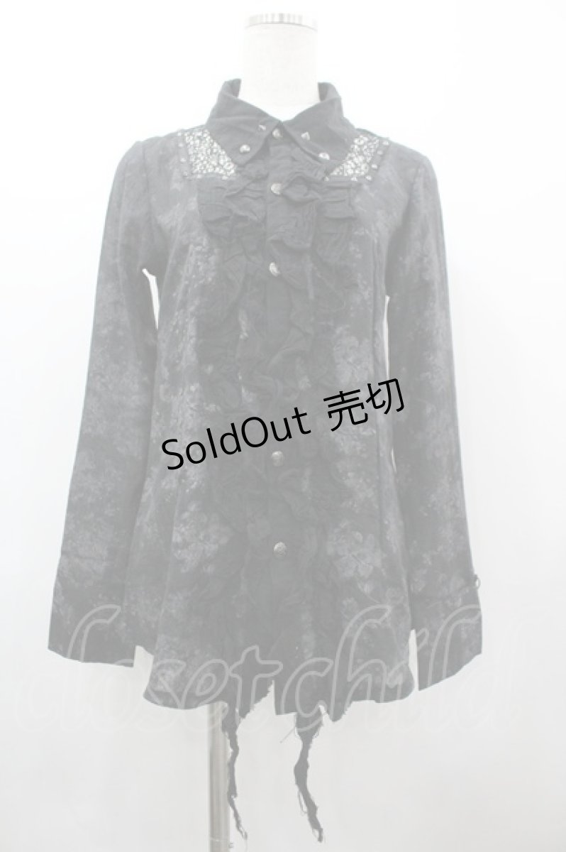 画像1: SEX POT ReVeNGe / ガーゼフリルスタッズシャツ M 黒 I-26-03-14-021-SP-BL-TE-ZI (1)