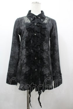 画像1: SEX POT ReVeNGe / ガーゼフリルスタッズシャツ M 黒 I-26-03-14-021-SP-BL-TE-ZI