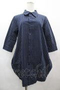 Deorart / ストライプロングシャツ M ブルー×黒 I-26-03-14-022-PU-BL-TE-ZI