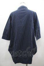 画像2: Deorart / ストライプロングシャツ M ブルー×黒 I-26-03-14-022-PU-BL-TE-ZI (2)