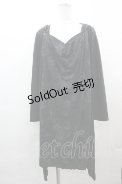 画像1: ALGONQUINS / バックプリントフード付きカーディガン F 黒 I-26-03-14-024-AL-TO-TE-ZI