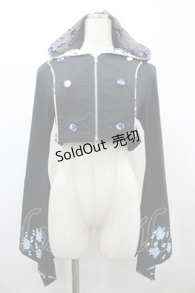 画像1: gouk / 振袖ナポレオンボレロパーカー  黒 I-26-03-14-025-GO-TO-TE-ZI (1)