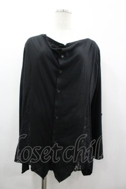 画像1: ALGONQUINS / 蝶ボタンレース切替カーディガン F 黒 I-26-03-14-026-AL-TO-TE-ZI