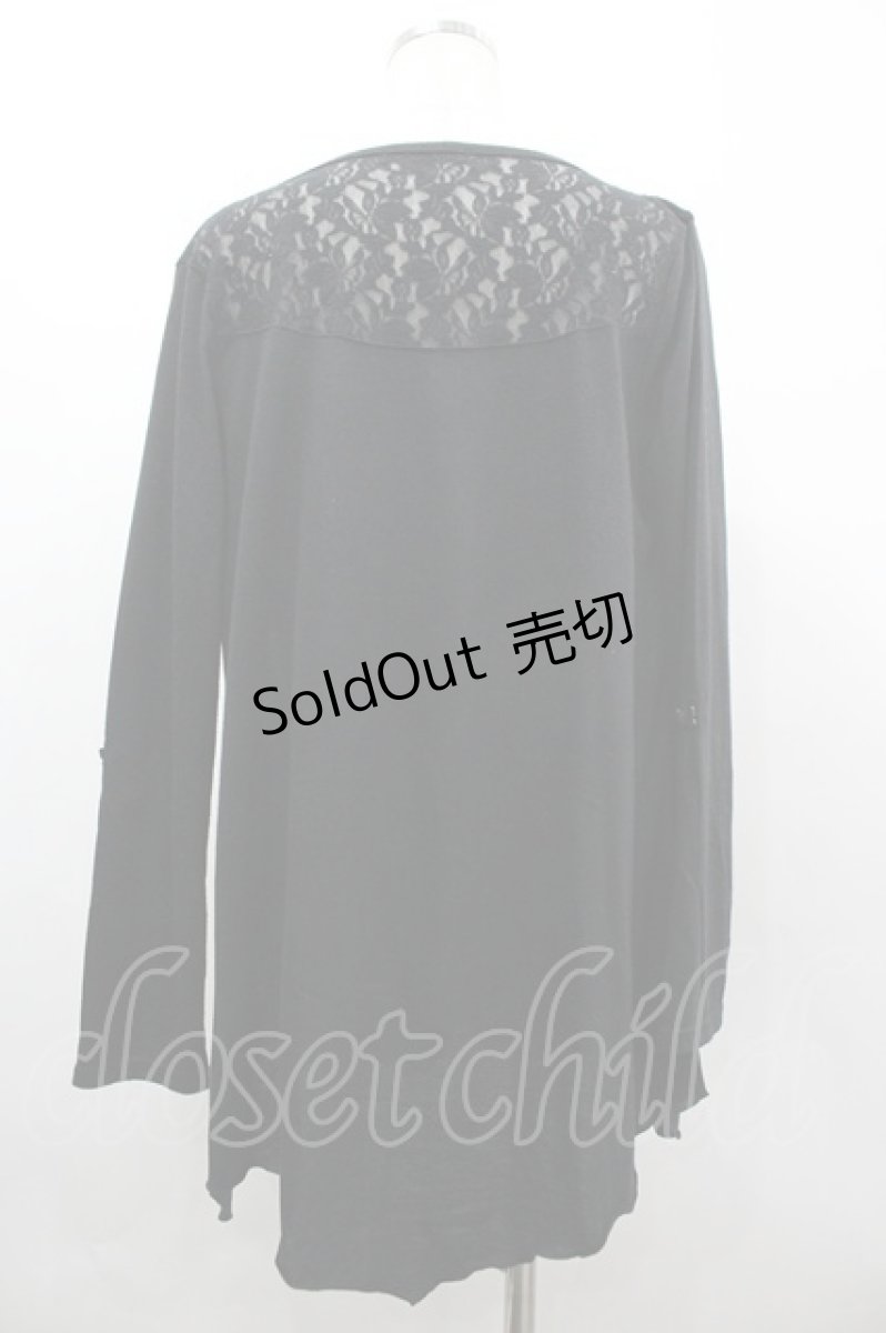 画像2: ALGONQUINS / 蝶ボタンレース切替カーディガン F 黒 I-26-03-14-026-AL-TO-TE-ZI (2)