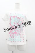 SEX POT ReVeNGe / アニマル&スター総柄Tシャツ  白ＸピンクＸサックス I-26-03-14-029-SP-TO-SA-ZI