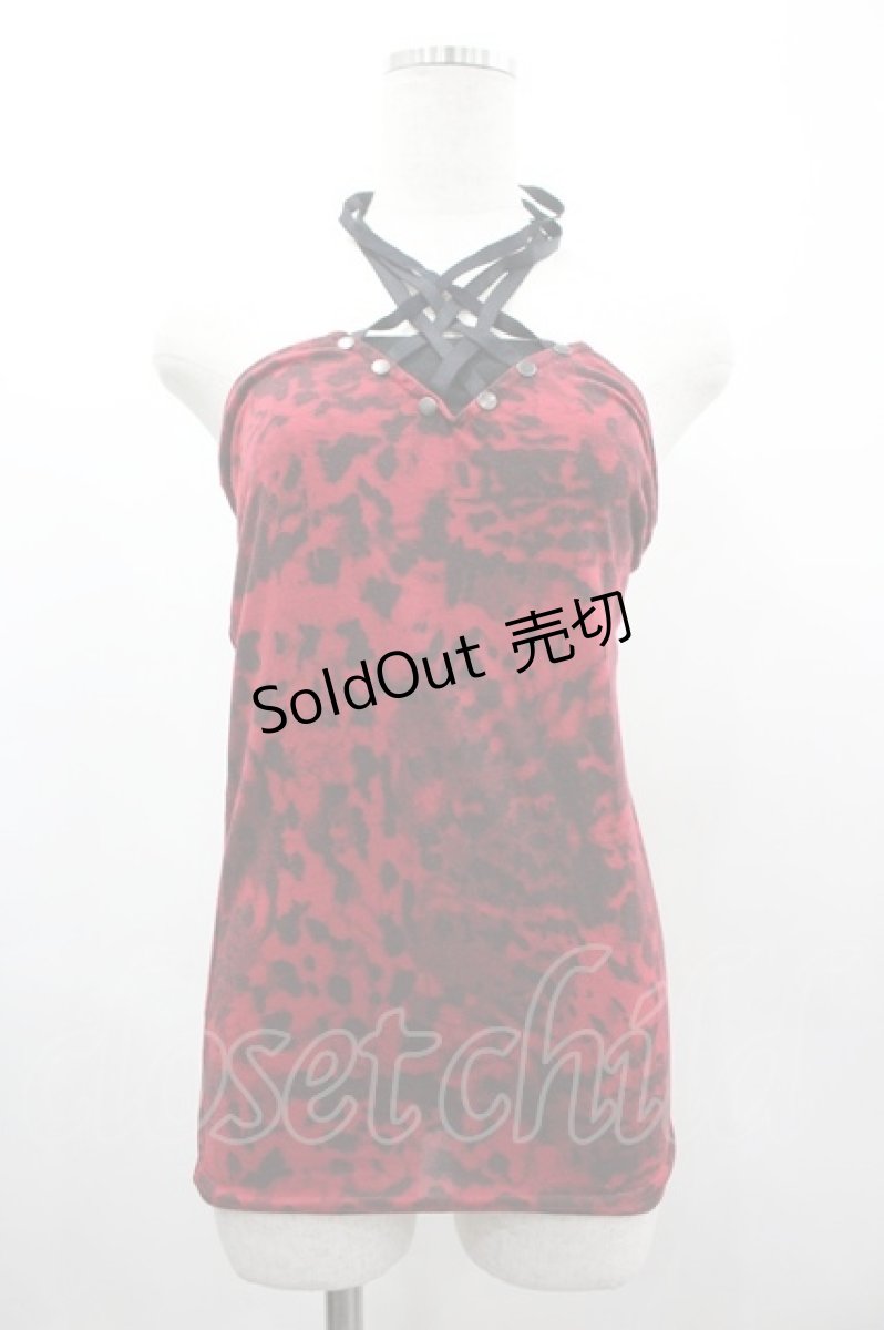 画像1: SEX POT ReVeNGe / クロスホルターレオパードキャミ M 赤×黒 I-26-03-14-031-SP-TO-TE-ZI (1)