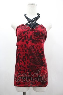 画像1: SEX POT ReVeNGe / クロスホルターレオパードキャミ M 赤×黒 I-26-03-14-031-SP-TO-TE-ZI