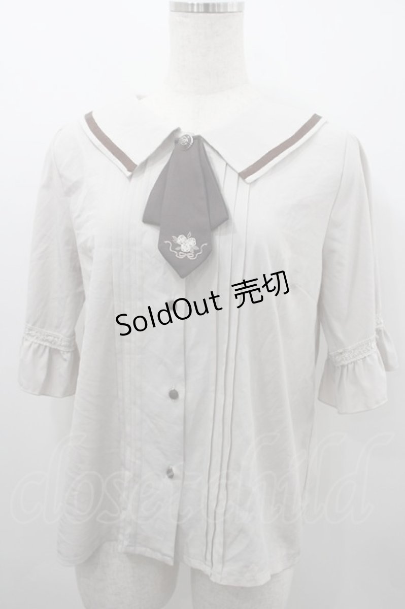 画像1: axes femme / タイ付ブラウス  ベージュ I-26-03-16-001-AX-BL-SA-ZI (1)