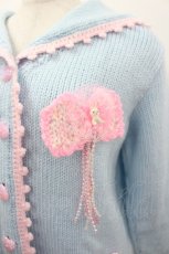 画像2: Nile Perch / セーラー襟モチーフニットカーディガン  サックスｘピンク I-26-03-16-028-LO-TO-SA-ZI (2)