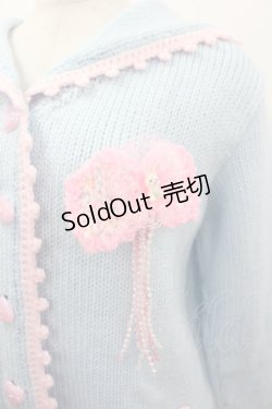 画像2: Nile Perch / セーラー襟モチーフニットカーディガン  サックスｘピンク I-26-03-16-028-LO-TO-SA-ZI