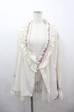 画像1: Ozz oneste / 刺繍フリル姫袖カーディガン  生成り I-26-03-16-036-OO-TO-SA-ZI (1)