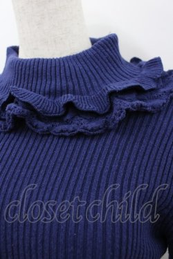 画像2: PINK HOUSE / フリル使いタートルリブニット  ネイビー I-26-03-16-037-LO-TO-SA-ZI