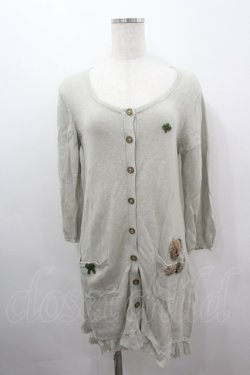 画像1: PINK HOUSE / クローバー&くまさんニットロングカーディガン  ハッカ I-26-03-16-039-LO-TO-SA-ZI