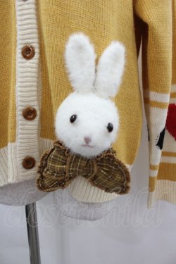 画像2: PINK HOUSE / うさぎ顔ぐるみモチーフ付きニットカーディガン  イエロー I-26-03-16-045-LO-TO-SA-ZI