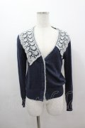 PINK HOUSE / レース襟ニットカーディガン  ネイビー I-26-03-16-046-LO-TO-SA-ZI