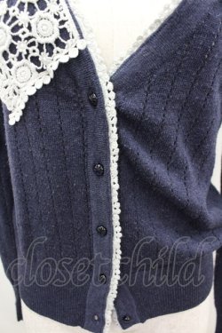 画像2: PINK HOUSE / レース襟ニットカーディガン  ネイビー I-26-03-16-046-LO-TO-SA-ZI