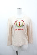画像1: INGEBORG / ロゴ刺繍カットソー  アイボリーＸ赤 I-26-03-16-051-LO-TO-SA-ZI (1)