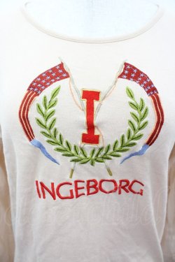 画像2: INGEBORG / ロゴ刺繍カットソー  アイボリーＸ赤 I-26-03-16-051-LO-TO-SA-ZI