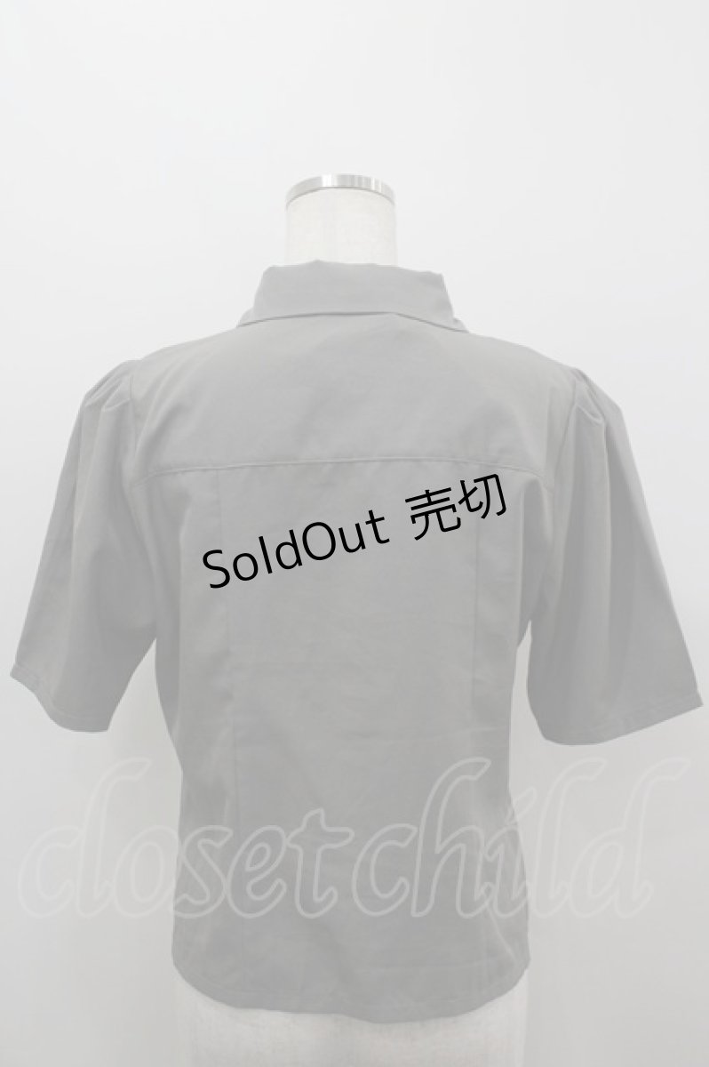 画像3: axes femme / パールチェーン半袖ブラウス  グレーＸ白 I-26-03-16-005-AX-BL-SA-ZI (3)