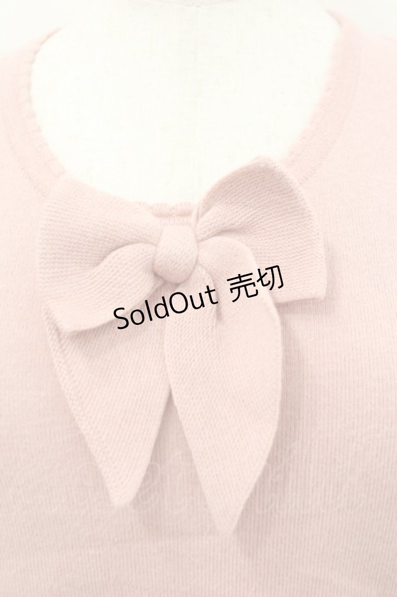 画像2: KANEKO ISAO / フロントリボンノースリーブニットトップス  ピンク I-26-03-16-052-EL-TO-SA-ZI (2)