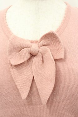 画像2: KANEKO ISAO / フロントリボンノースリーブニットトップス  ピンク I-26-03-16-052-EL-TO-SA-ZI