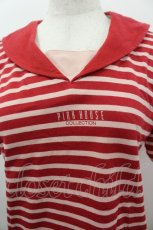 画像2: PINK HOUSE / セーラー襟ボーダー半袖カットソー  赤 I-26-03-16-054-LO-TO-SA-ZI (2)