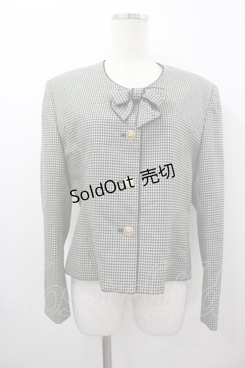 画像1: KANEKO ISAO / チェックリボンジャケット  黒Ｘ白チェック I-26-03-16-057-EL-JA-SA-ZI (1)