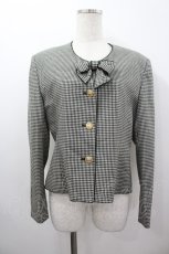 画像1: KANEKO ISAO / チェックリボンジャケット  黒Ｘ白チェック I-26-03-16-057-EL-JA-SA-ZI (1)