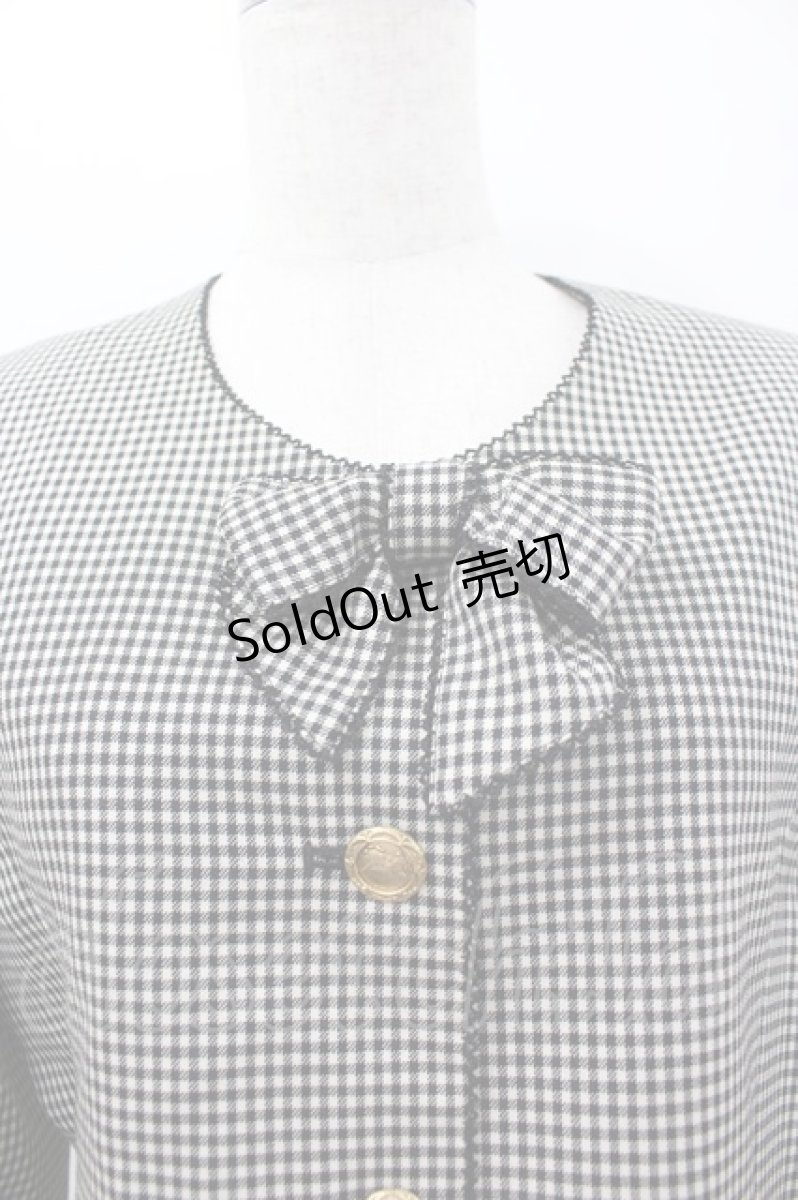 画像2: KANEKO ISAO / チェックリボンジャケット  黒Ｘ白チェック I-26-03-16-057-EL-JA-SA-ZI (2)